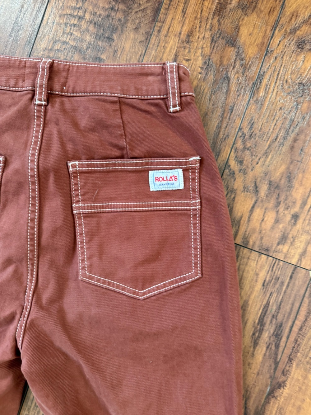 ROLLA'S Heidi Trade Jeans High-Rise Loose Straight Cargo Pants Chesnut Brown 24 - Picture 10 of 10
